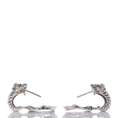 David Yurman Sterling Silver 18K Yellow Gold Diamond Shrimp Earrings 3 of 4