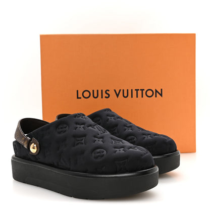 Louis Vuitton Nylon Embossed Monogram Aspen Platform Clog Mules 39.5 Black 9 of 9