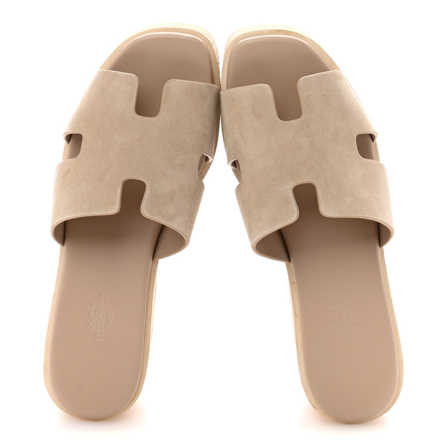 Hermes Suede Goatskin Cork Eze 30 Sandals 37 Beige Argile 2 of 11
