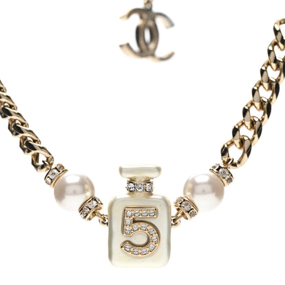 Chanel Resin Crystal Pearl CC No 5 Perfume Bottle Necklace 1 of 7