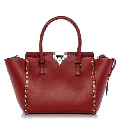Valentino Garavani Vitello Small Rockstud Double Handle Tote Red 1 of 6