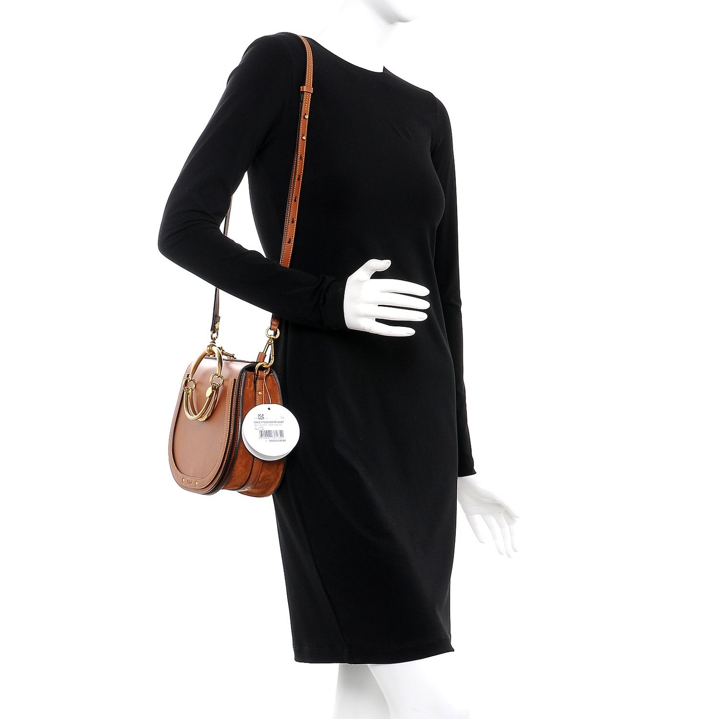 Calfskin Suede Medium Nile Bracelet Bag Caramel