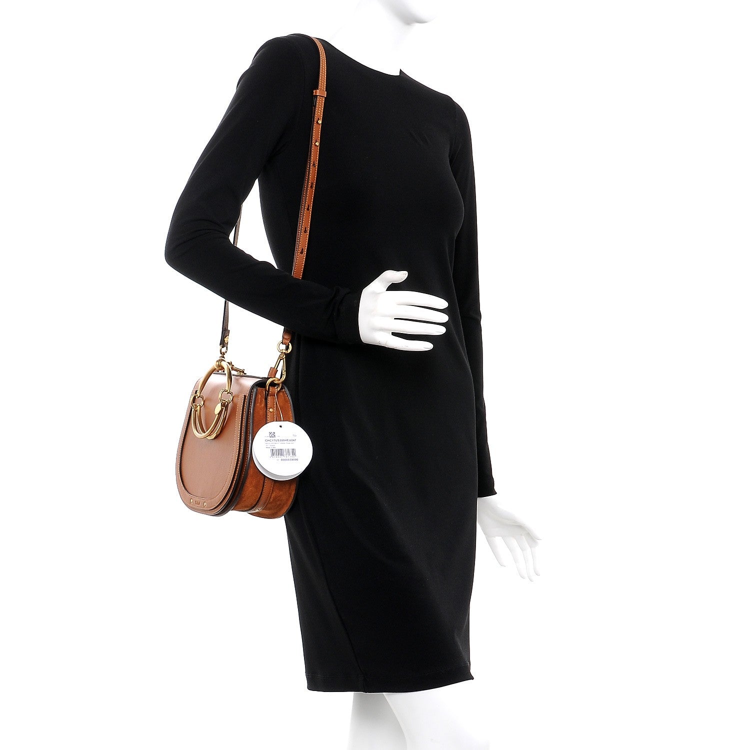 Chloe Calfskin Suede Medium Nile Bracelet Bag Caramel 2 of 7