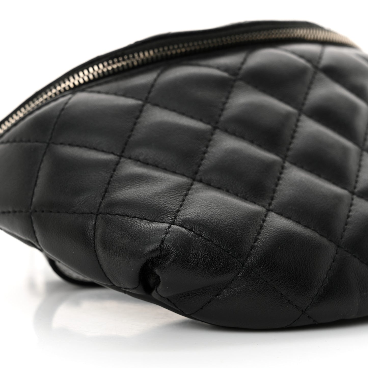 Calfskin Quilted Waist Belt Bag Black