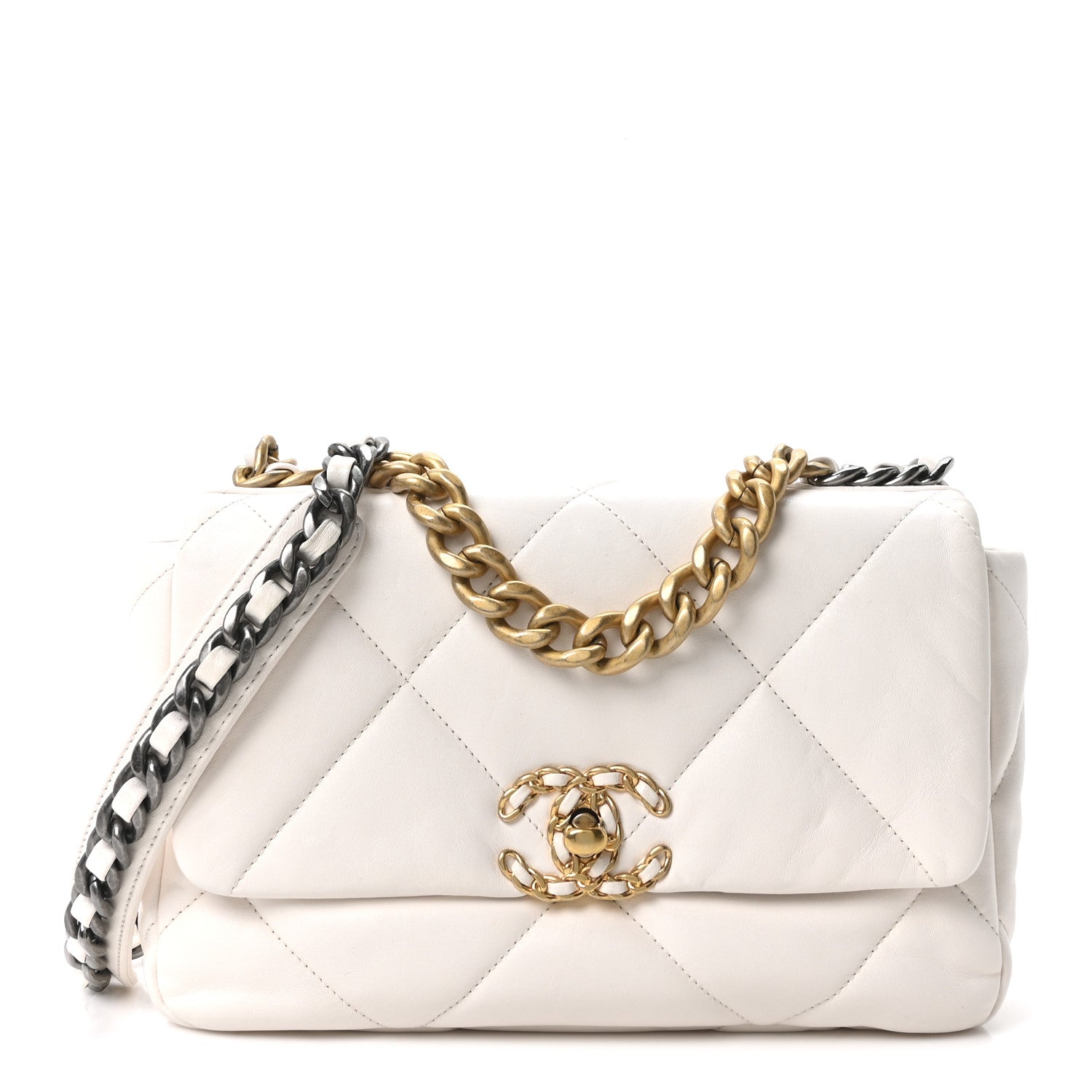 Chanel Lambskin Quilted Medium Chanel 19 Flap White 1 of 10