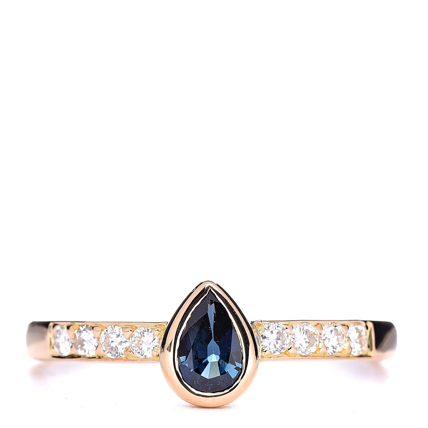 18K Yellow Gold Blue Sapphire Diamond Ring 57 8