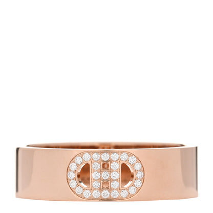 Hermes 18K Rose Gold Diamond PM H D'Ancre Ring 56 7.5 1 of 5