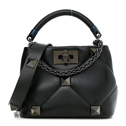Valentino Garavani Nappa Monochrome Mini Roman Stud The Handle Bag Black 1 of 8