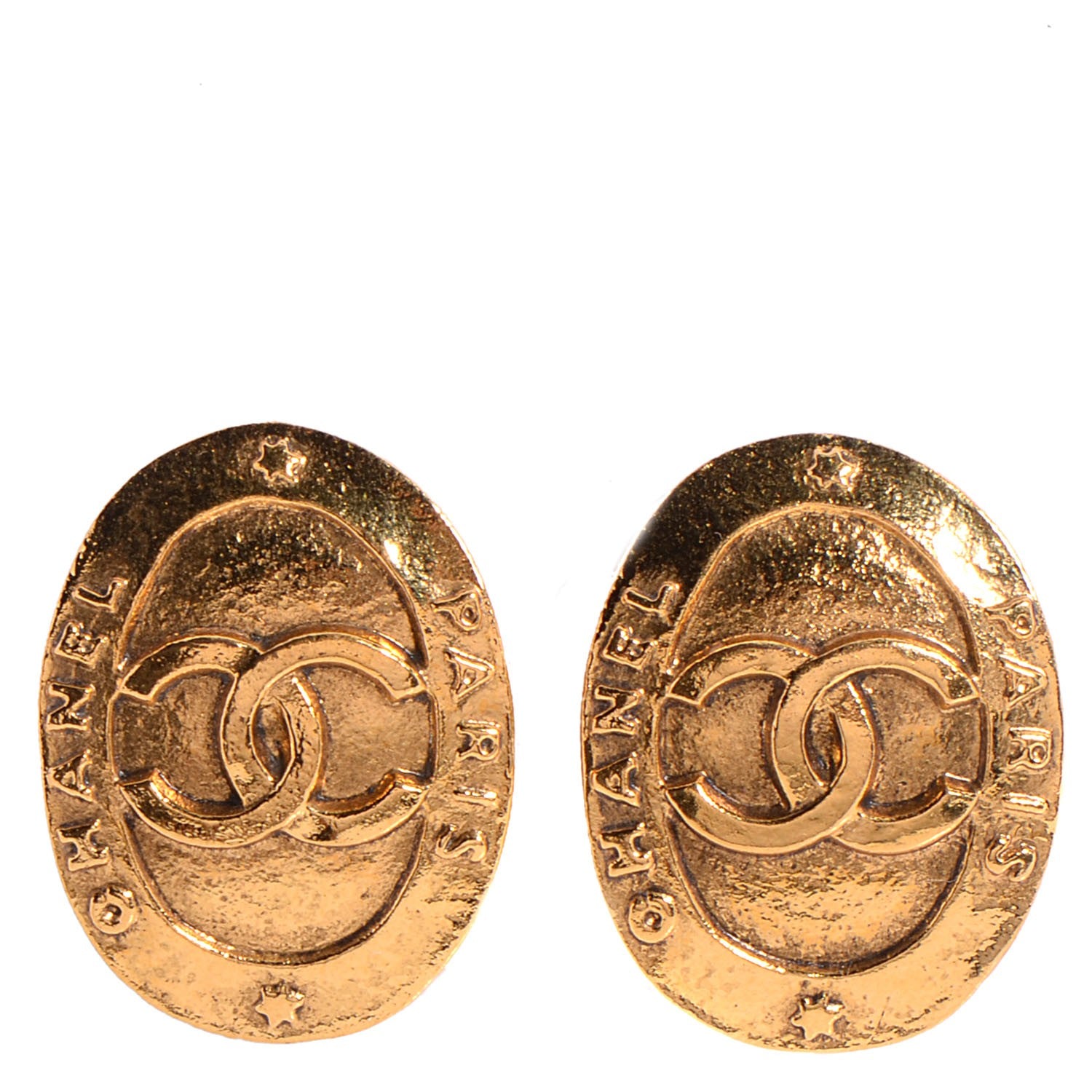 Chanel Oval CC Clip On Earrings Gold 1 of 4