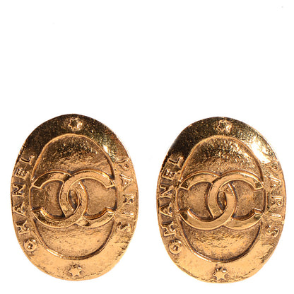 Chanel Oval CC Clip On Earrings Gold 1 of 4