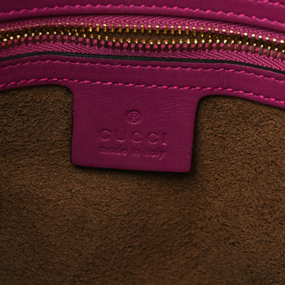 Gucci GG Supreme Monogram Linea A Foldover Tote Beige Hibiscus Red New Rosette 6 of 10