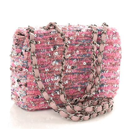 Chanel Sequin Mini Rectangular Flap Light Pink Silver 3 of 9