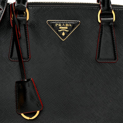 Prada Saffiano Vernice Medium Promenade Tote Black Rosso 10 of 18