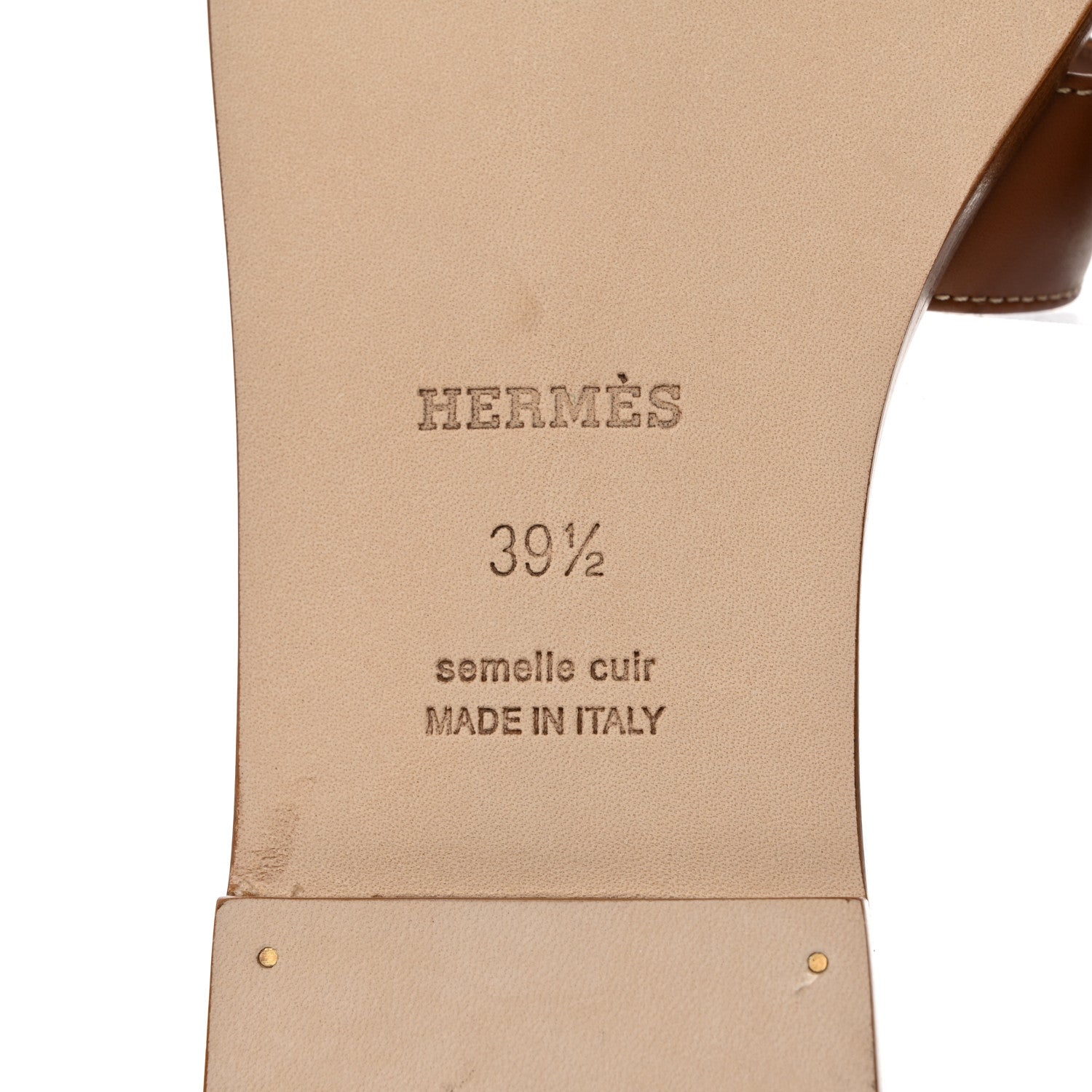 Hermes Box Calfskin Oran Sandals 39.5 Gold 8 of 9