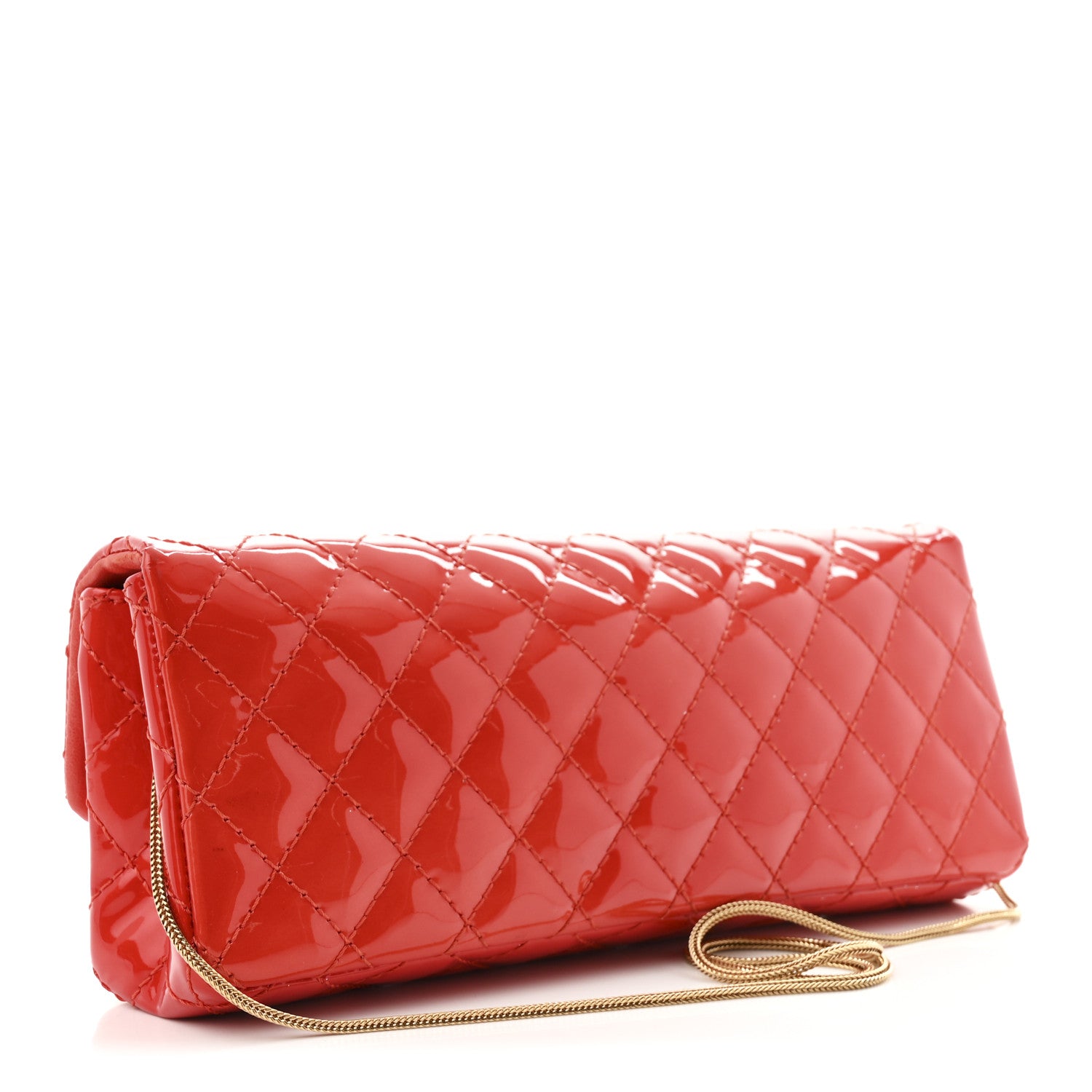 Chanel Patent Quilted 2.55 Reissue East West Clutch Red 2 of 9