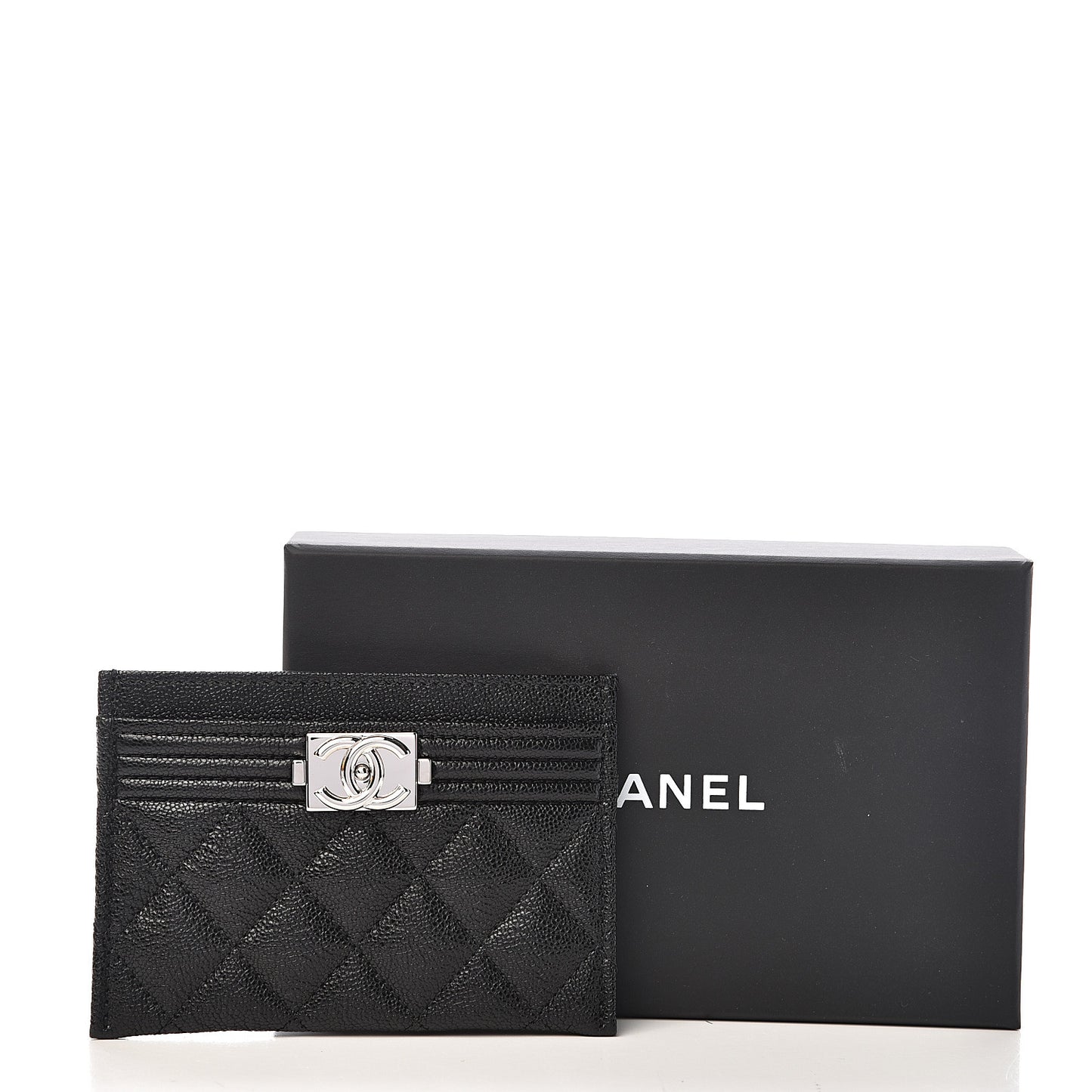 Caviar Quilted Boy Card Holder Black
