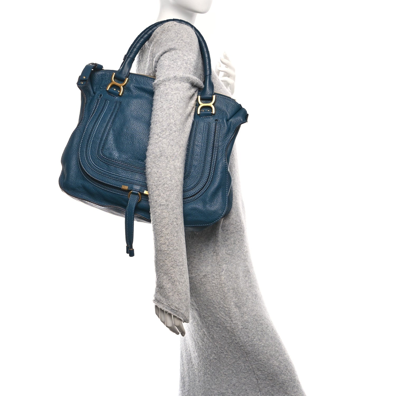 Chloe Calfskin Large Marcie Satchel Navy Ink 2 of 9