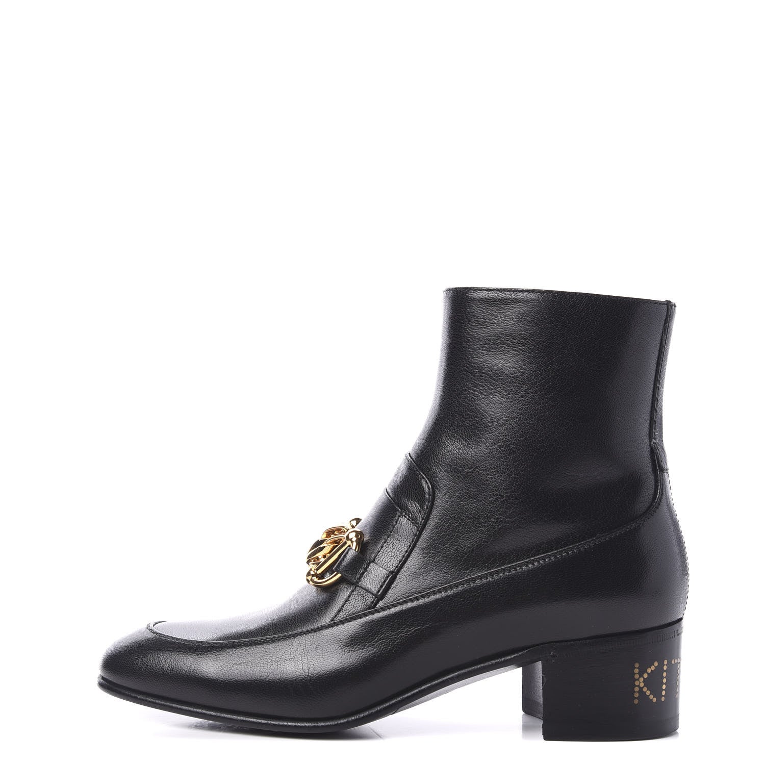 Gucci Calfskin Womens Ebal Horsebit Boots 38 Black 1 of 10