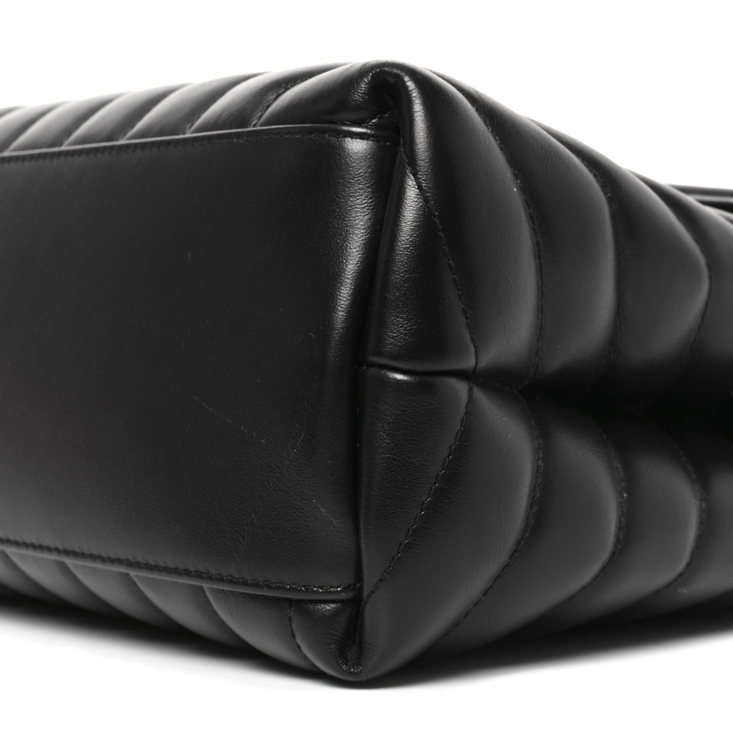 Calfskin Y Quilted Monogram Medium Loulou Chain Satchel Black