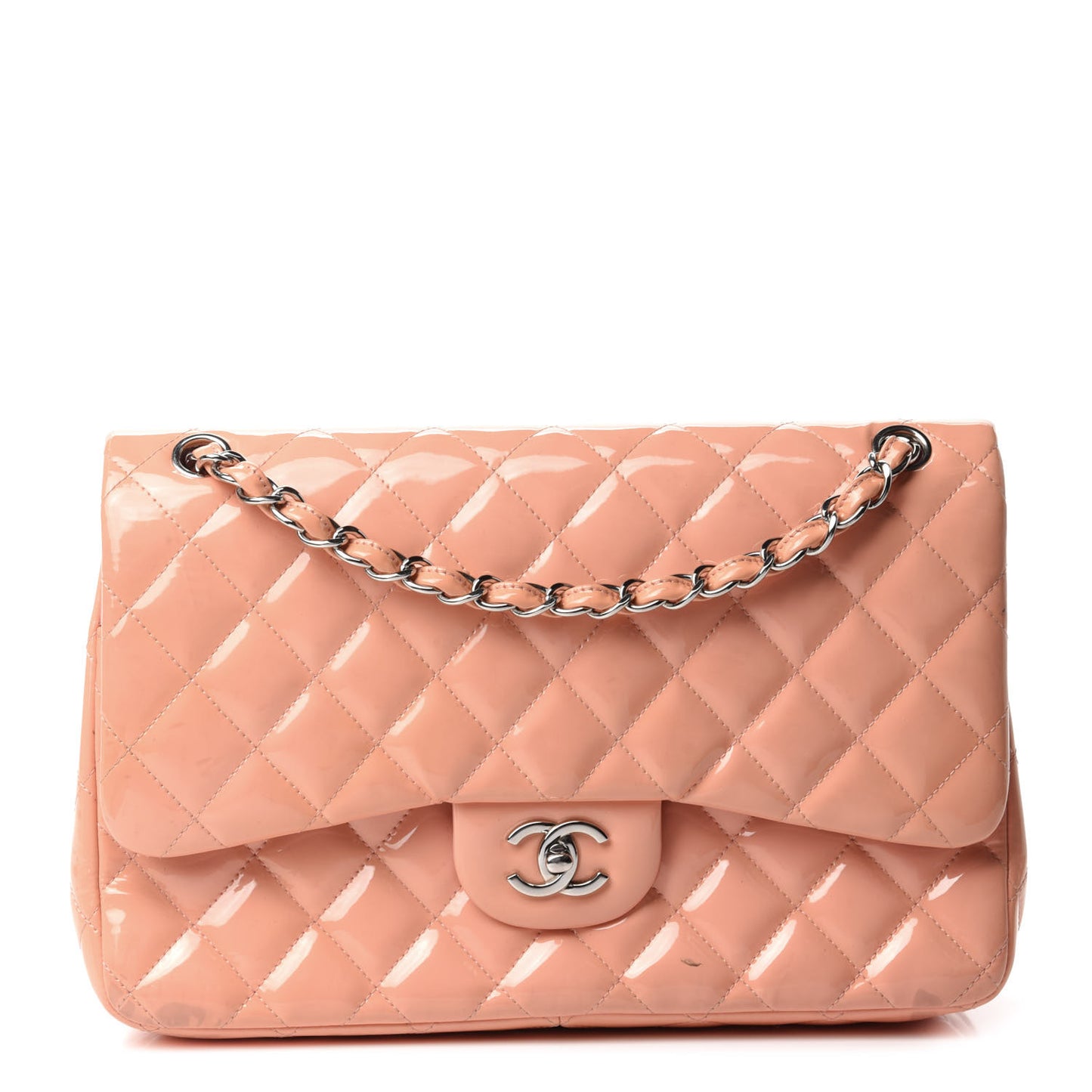 Patent Quilted Jumbo Double Flap Pink