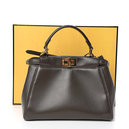 Fendi Nappa Mini Peekaboo Iconic Satchel Carbone 15 of 15