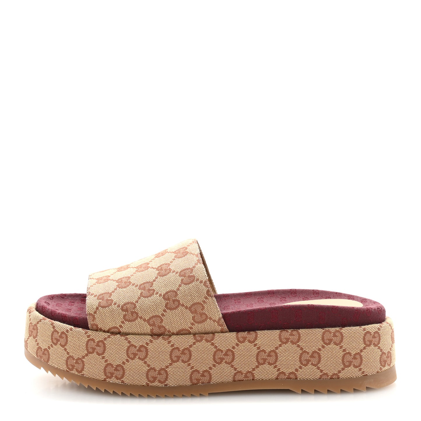 Canvas GG Monogram Angelina Platform Slide Sandals 40 Beige Ruggine