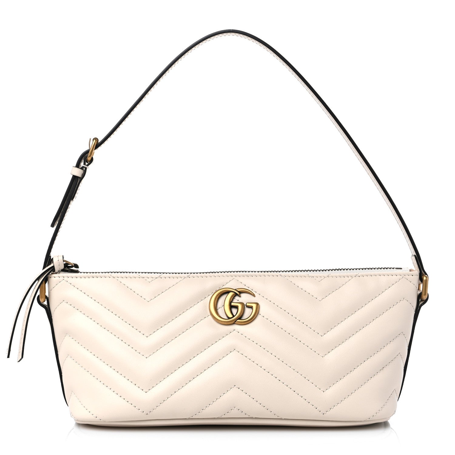 Gucci Calfskin Matelasse Chevron GG Marmont Sling Shoulder Bag Mystic White 1 of 10
