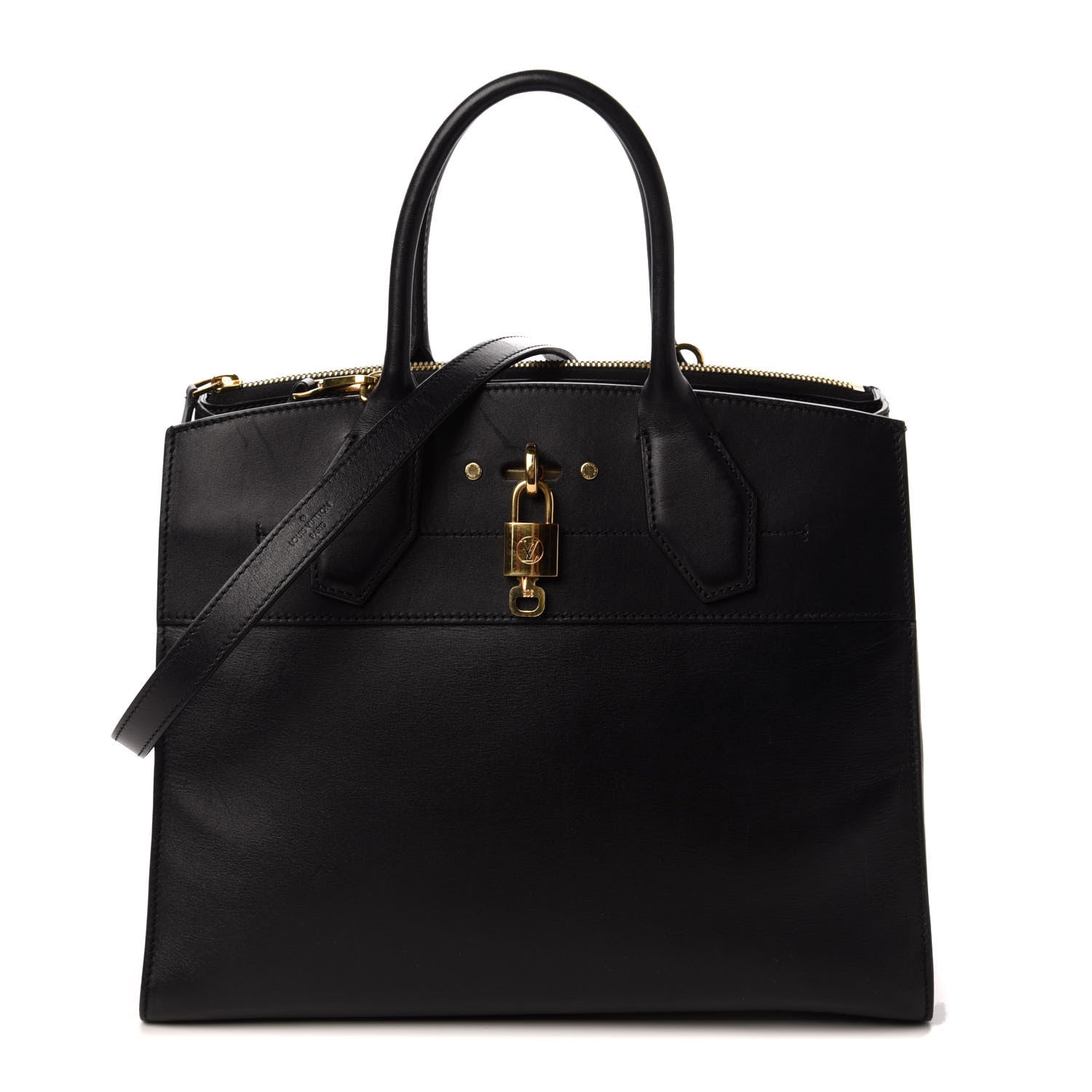 Louis Vuitton Calfskin City Steamer MM Black 1 of 9