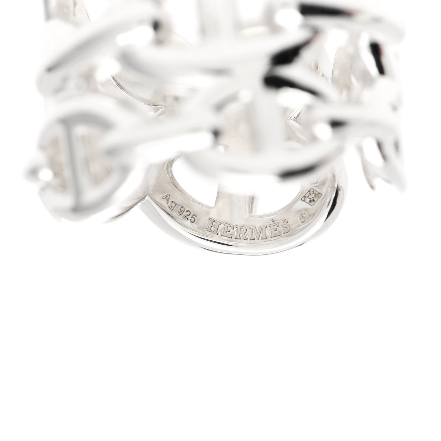 Hermes Sterling Silver GM Chaine d'Ancre Enchainee Band Ring 52 6 3 of 5