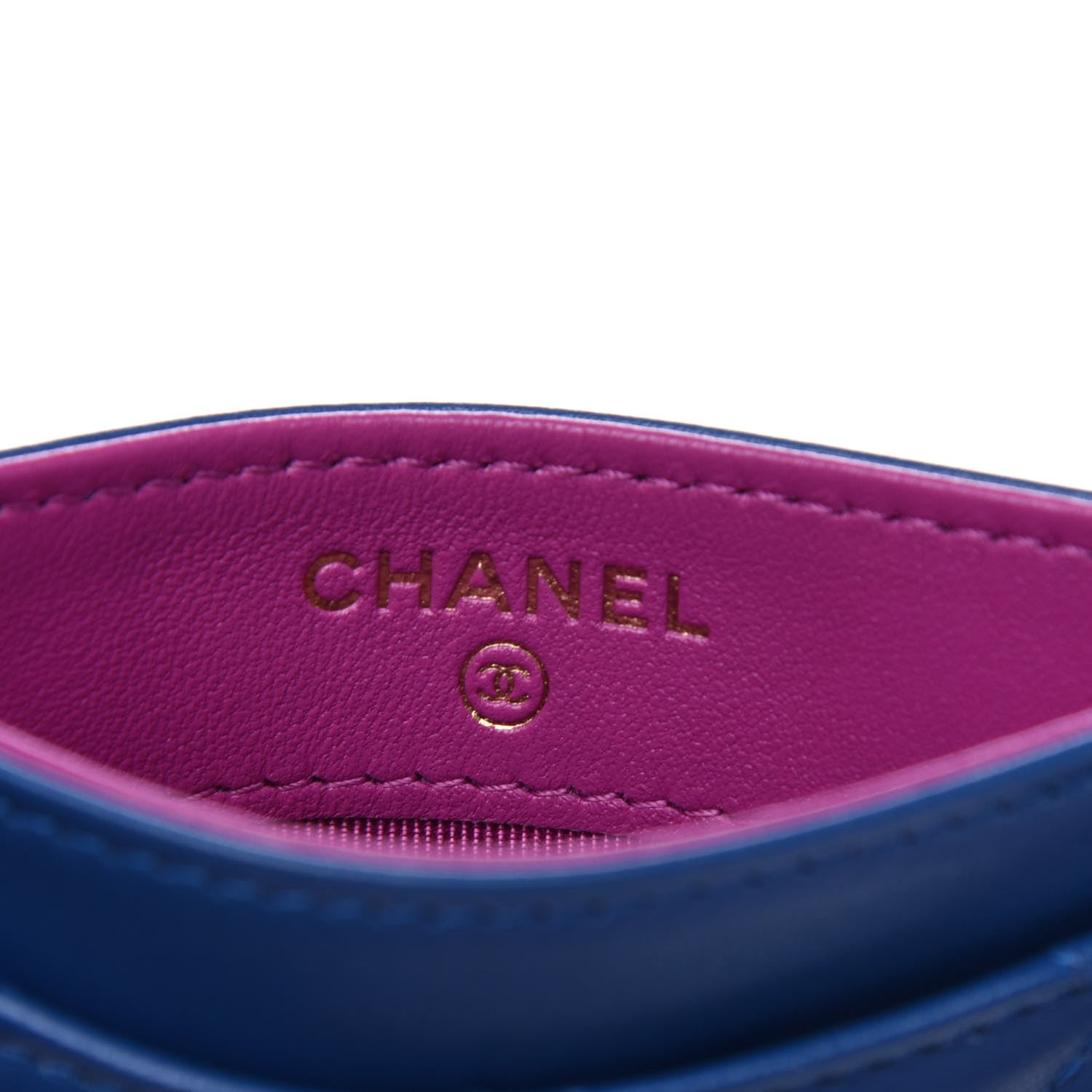 Chanel Lambskin Quilted Card Holder Blue Pink 6 of 9