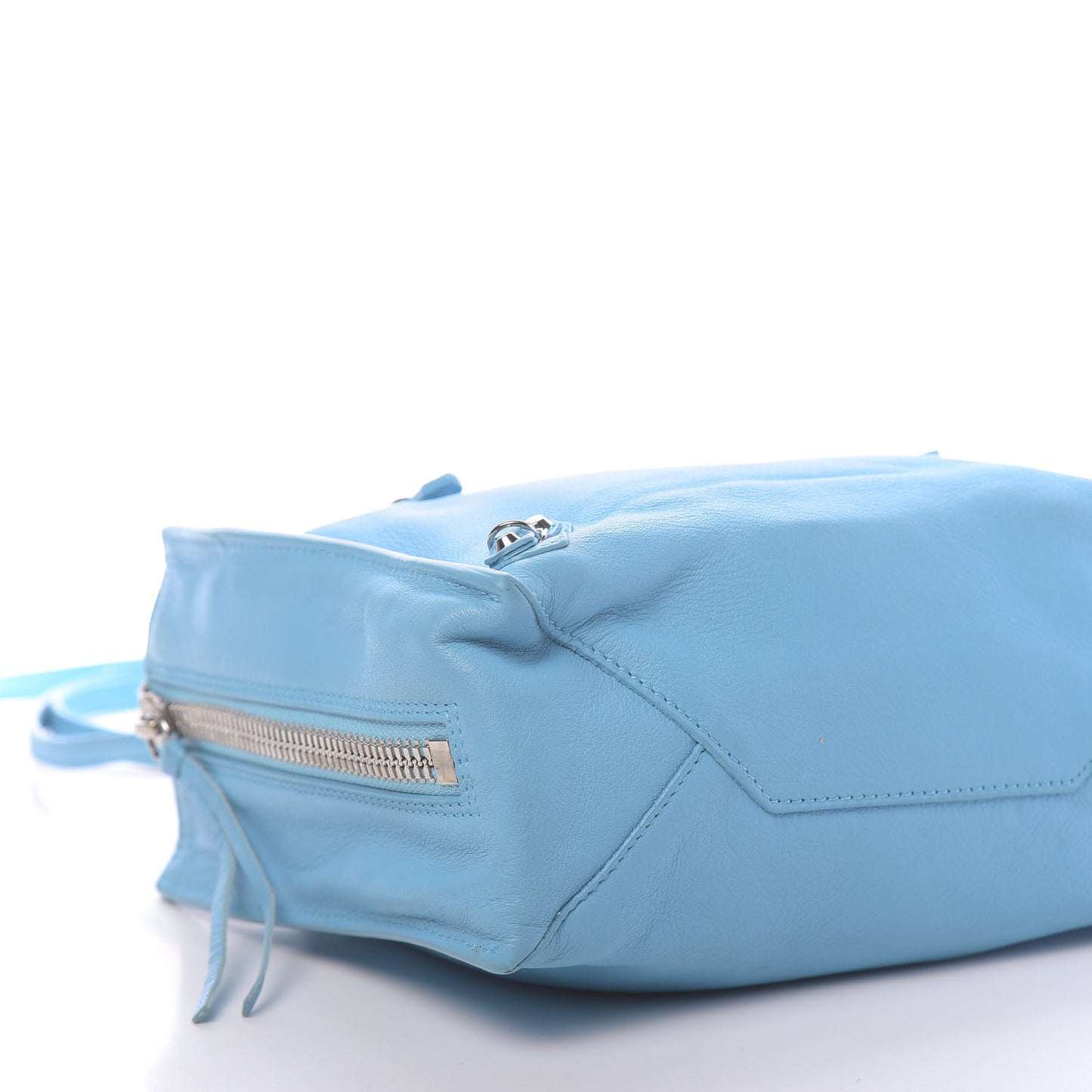 Supple Calfskin Papier Mini A4 Zip Around Tote Bleu Azur Clair