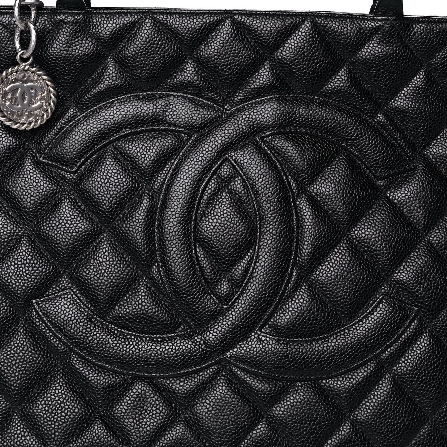 Caviar Quilted Medallion Tote Black