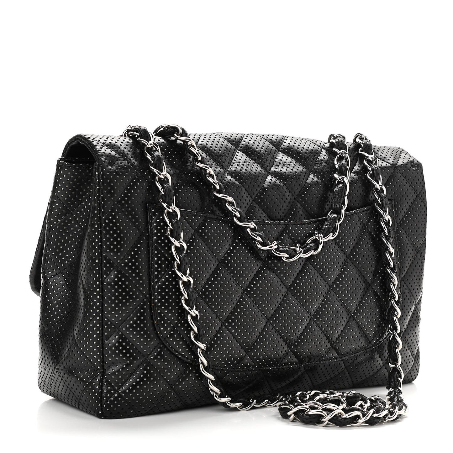 Lambskin Perforated Jumbo Single Flap Black