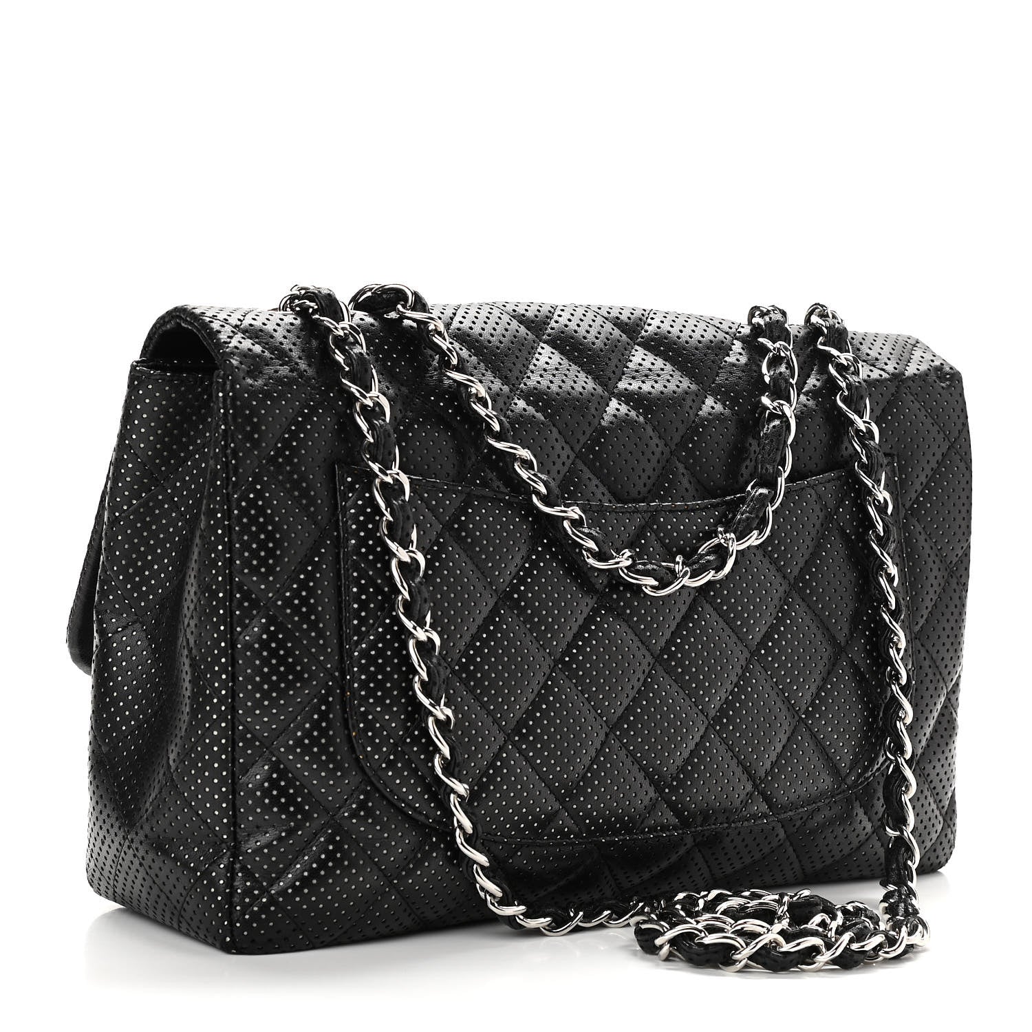 Chanel Lambskin Perforated Jumbo Single Flap Black 3 of 14