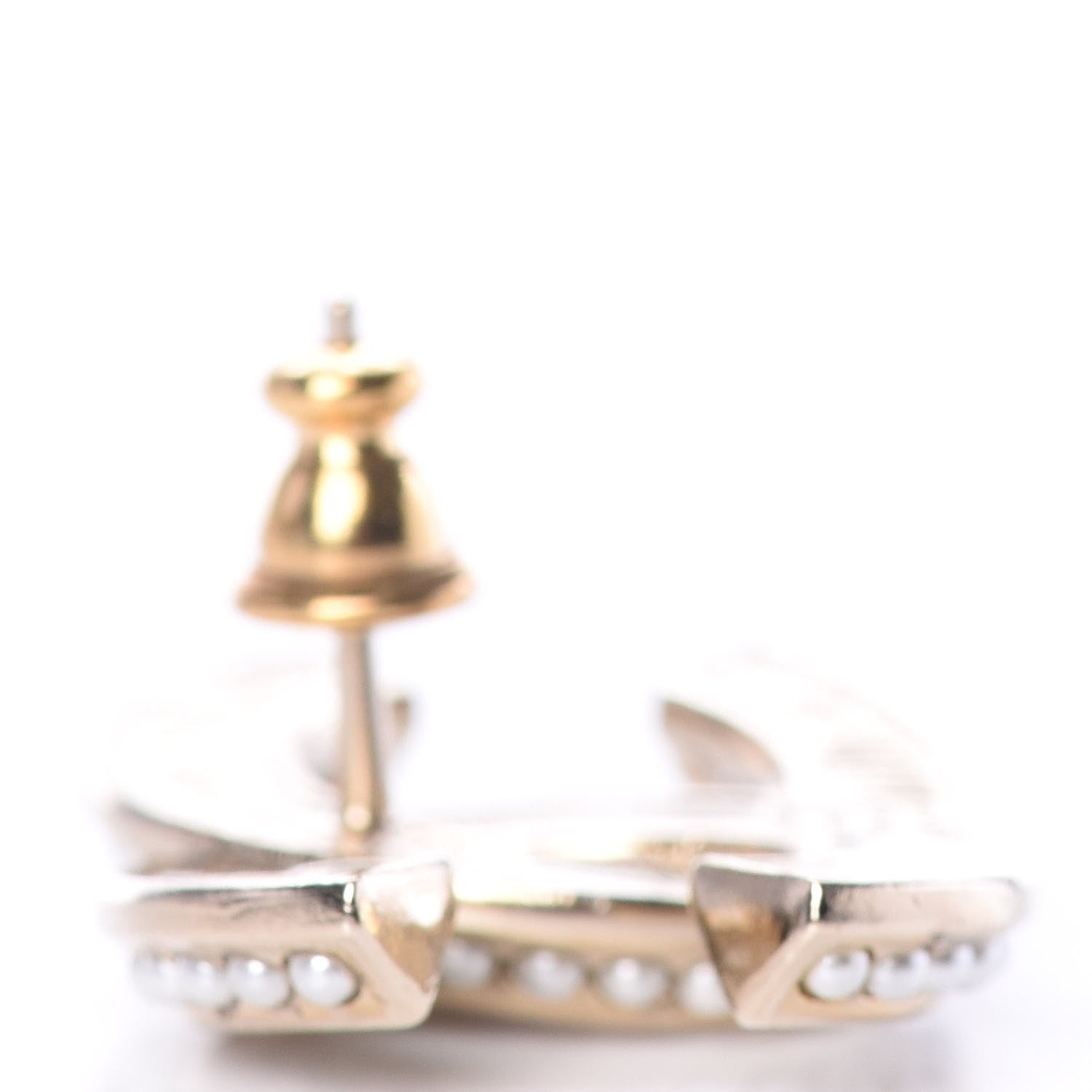 Chanel Pearl Crystal CC Earrings Gold 4 of 5