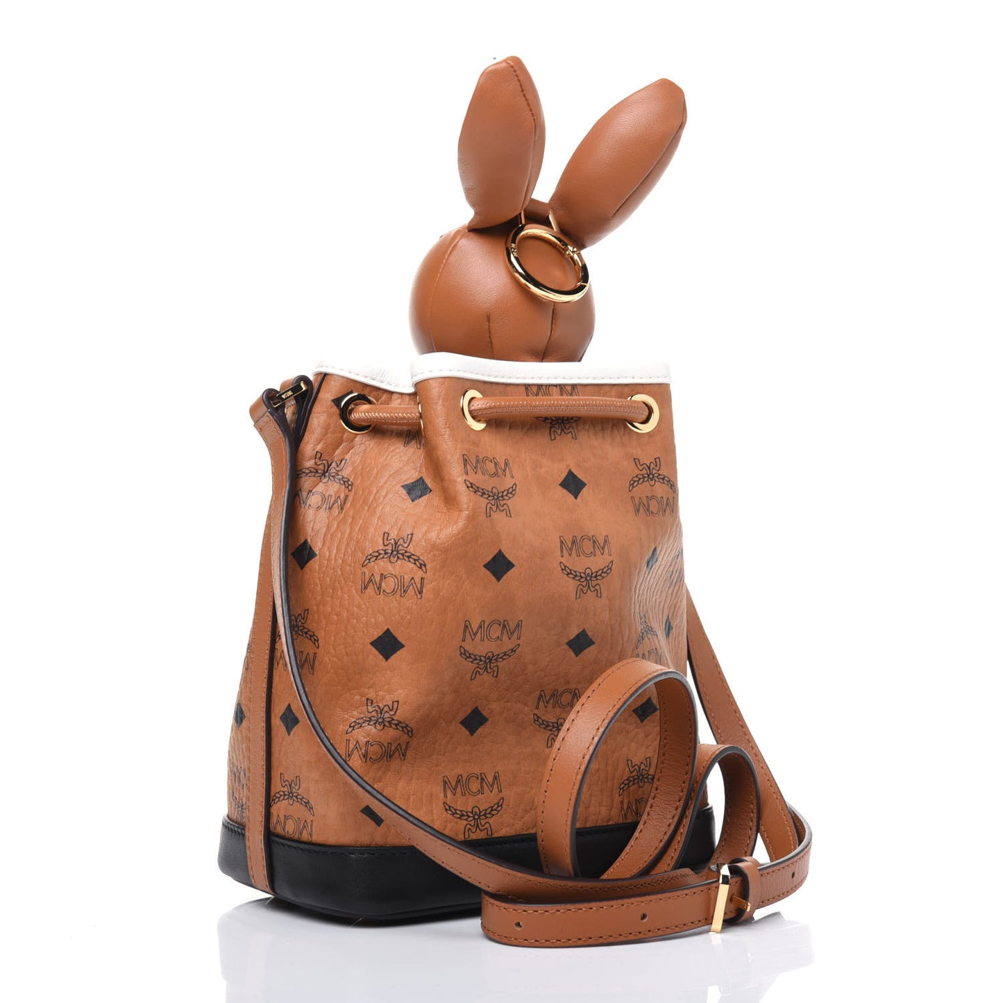 Visetos Zoo Rabbit Drawstring Bucket Bag Cognac
