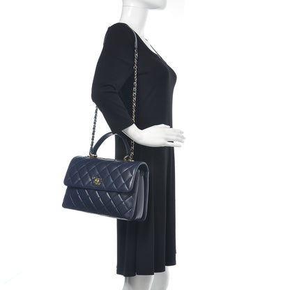 Chanel Lambskin Quilted Medium Trendy CC Flap Dual Handle Bag Navy Blue 2 of 14