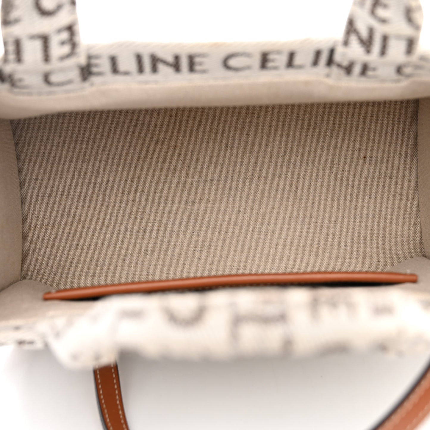 Canvas Calfskin All Over Print Small Cabas Thais White Tan