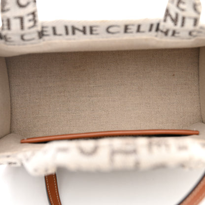 Celine Canvas Calfskin All Over Print Small Cabas Thais White Tan 5 of 11