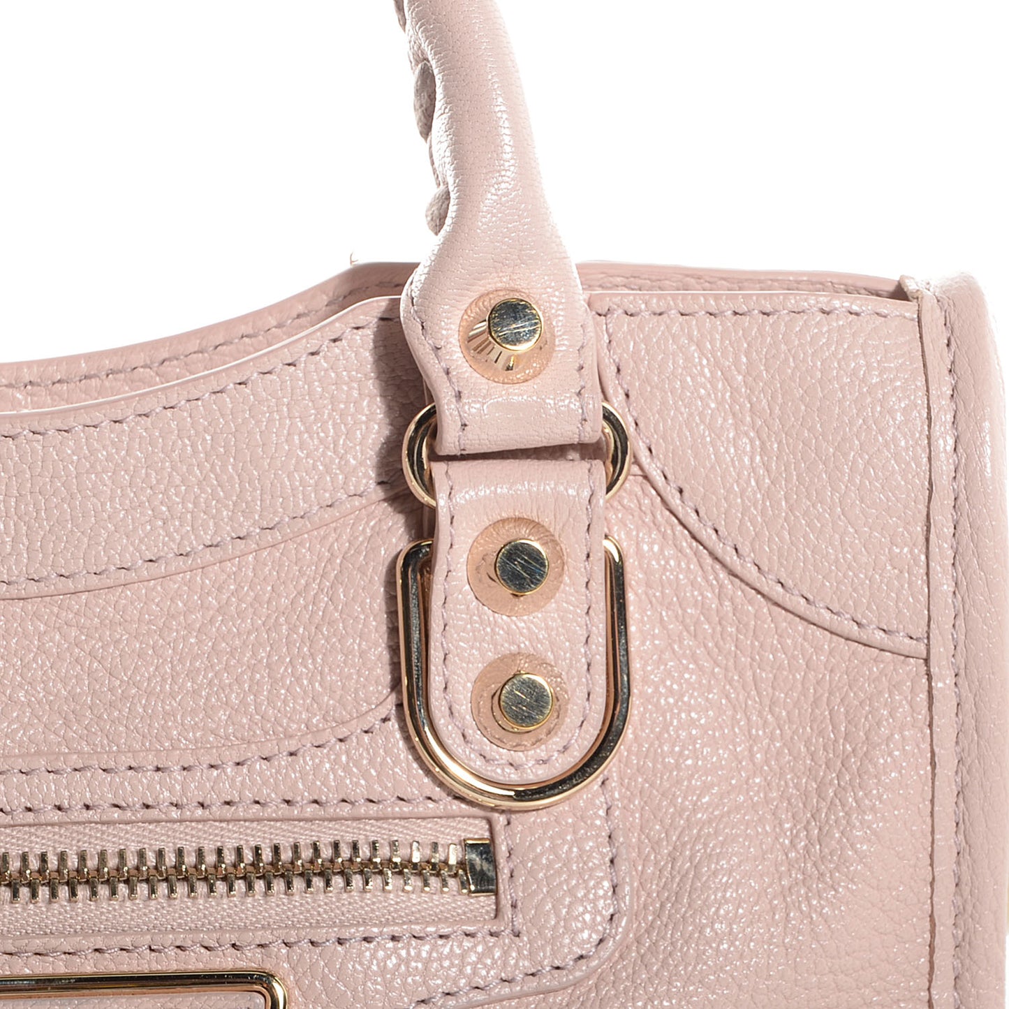 Chevre Gold Metallic Edge Hardware Mini City Rose Aubepine Bois de Rose
