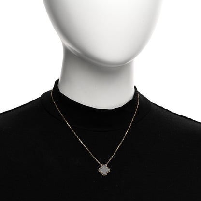 Van Cleef & Arpels 18K Yellow Gold Black Onyx Vintage Alhambra Pendant Necklace 2 of 5
