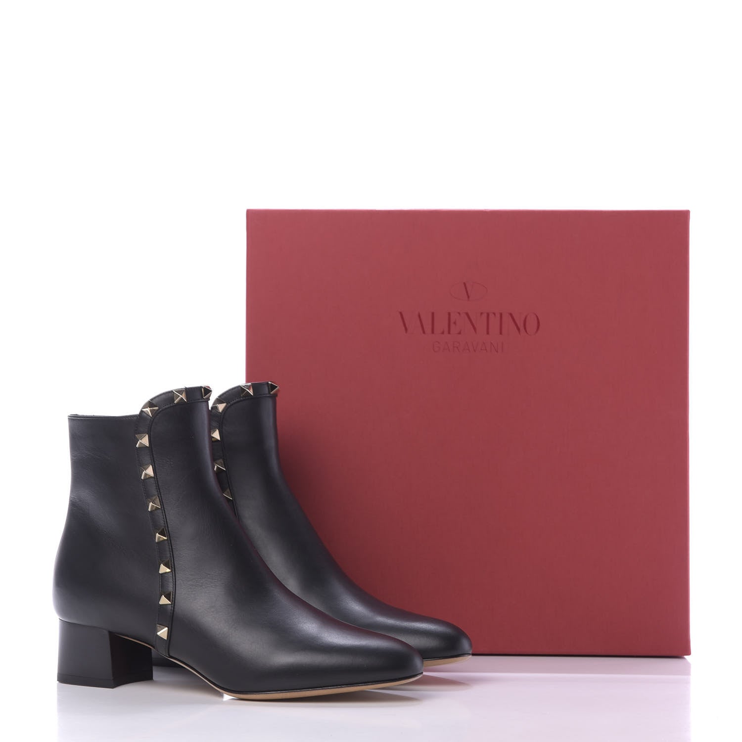 Valentino Garavani Smooth Calfskin Rockstud 40mm Ankle Boots 37.5 Black 12 of 12