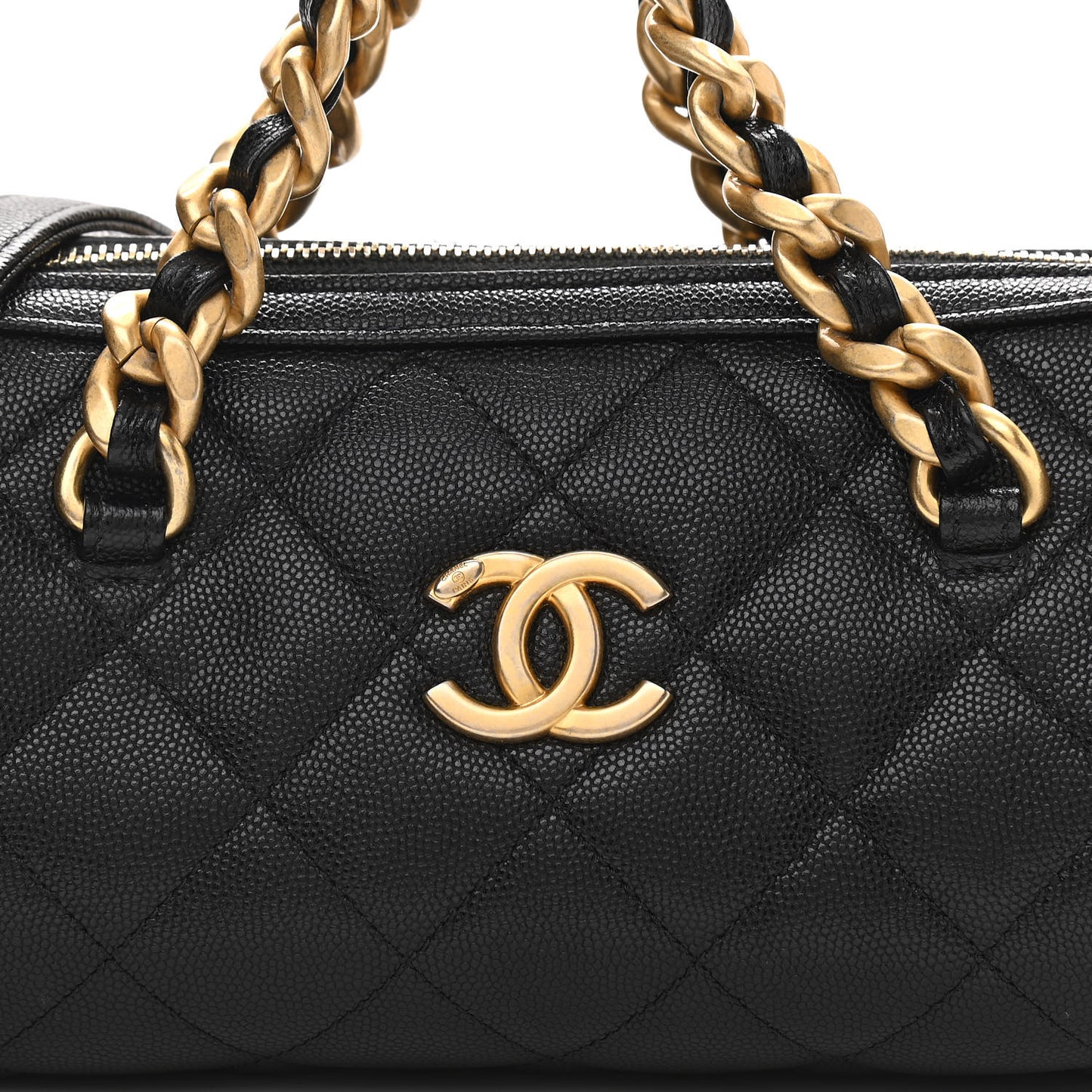 Caviar Quilted Small Fashion Therapy Bowling Bag Black
