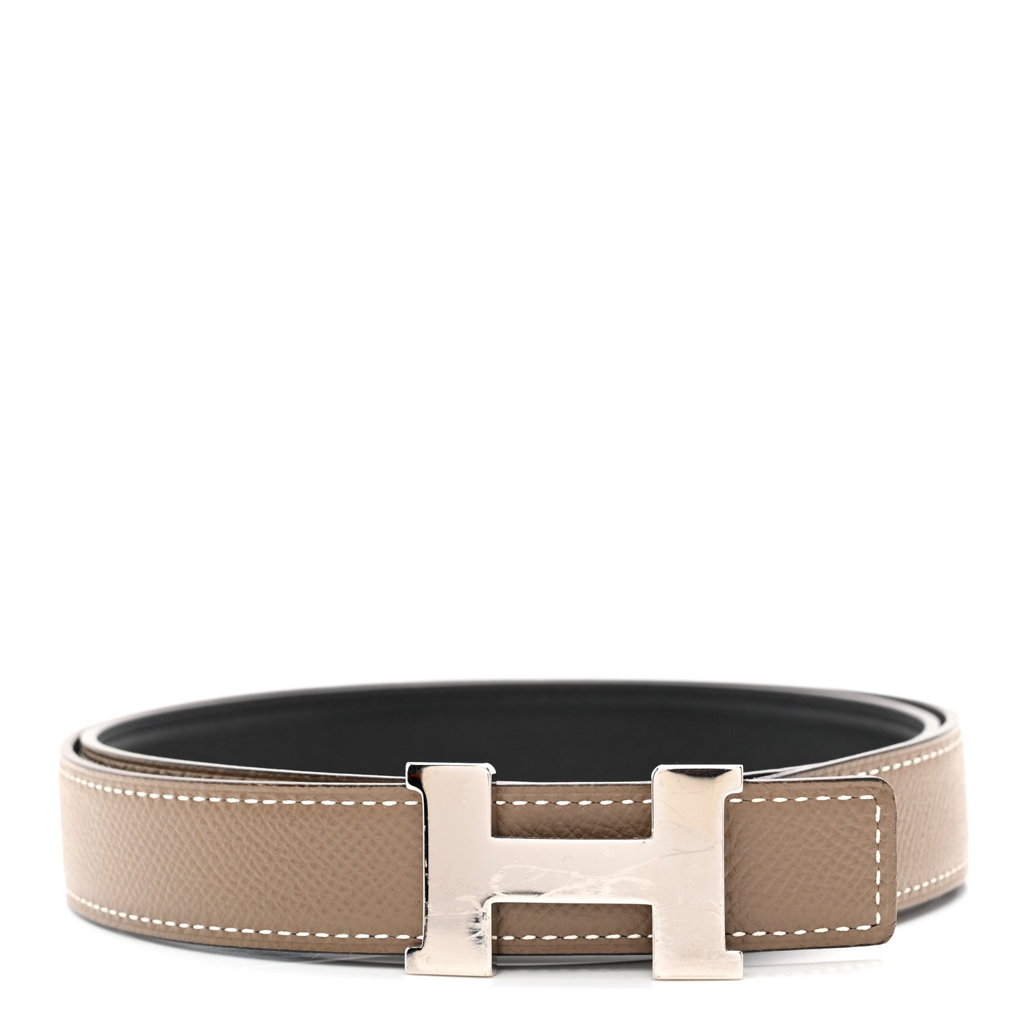 Hermes Swift Epsom 24mm Constance H Belt 80 Black Etoupe 2 of 9