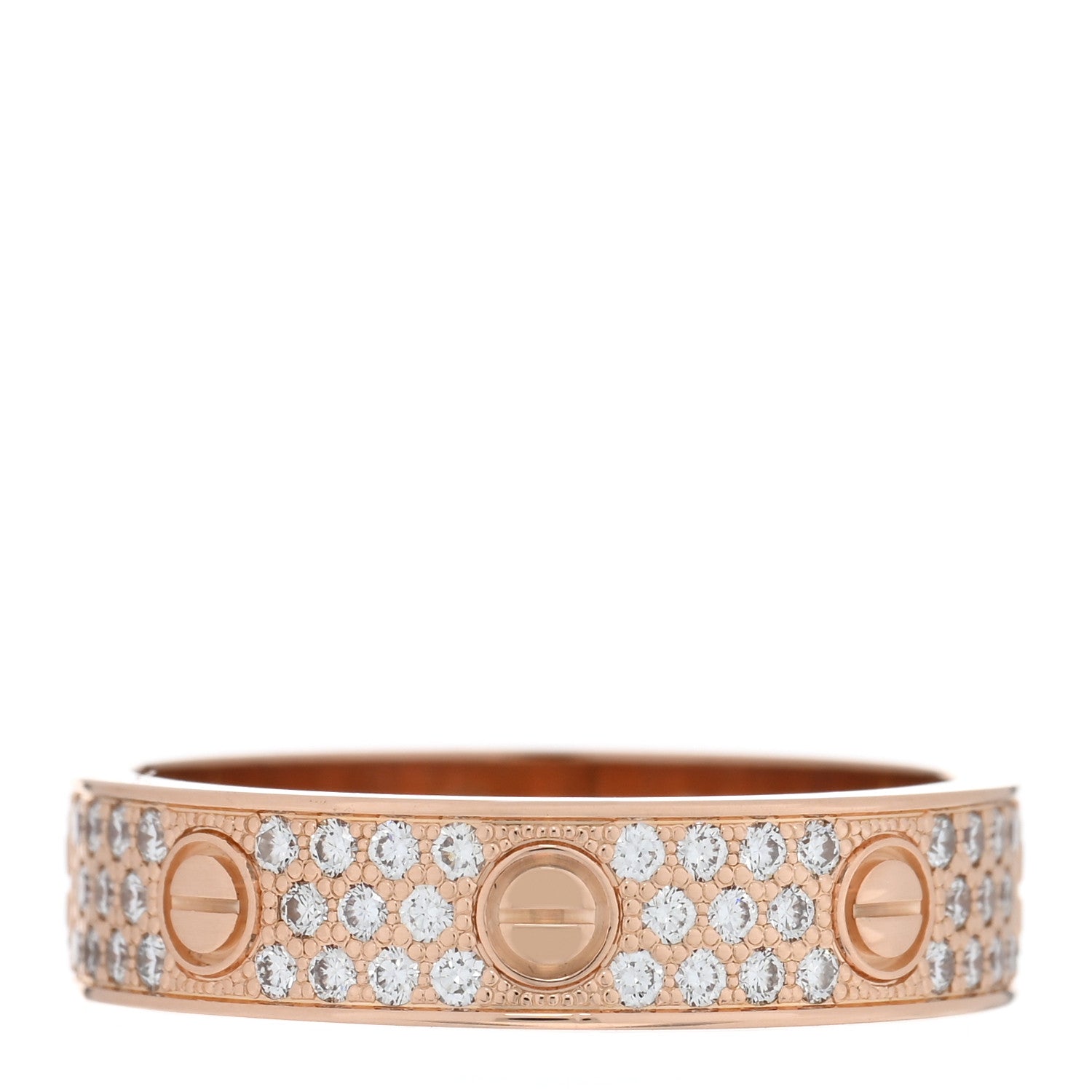 Cartier 18K Pink Gold Diamond 5mm LOVE Wedding Paved Band Ring 54 7 1 of 4