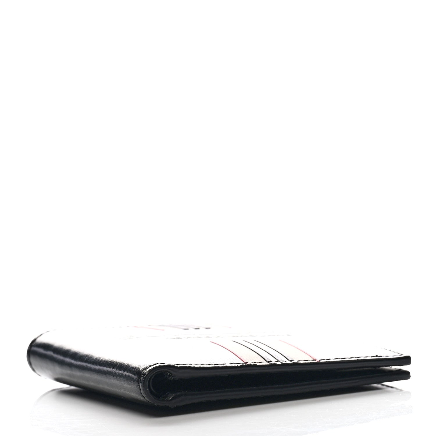 Burberry Canvas Icon Stripe Calfskin Embossed Bi-Fold Wallet Black 3 of 6