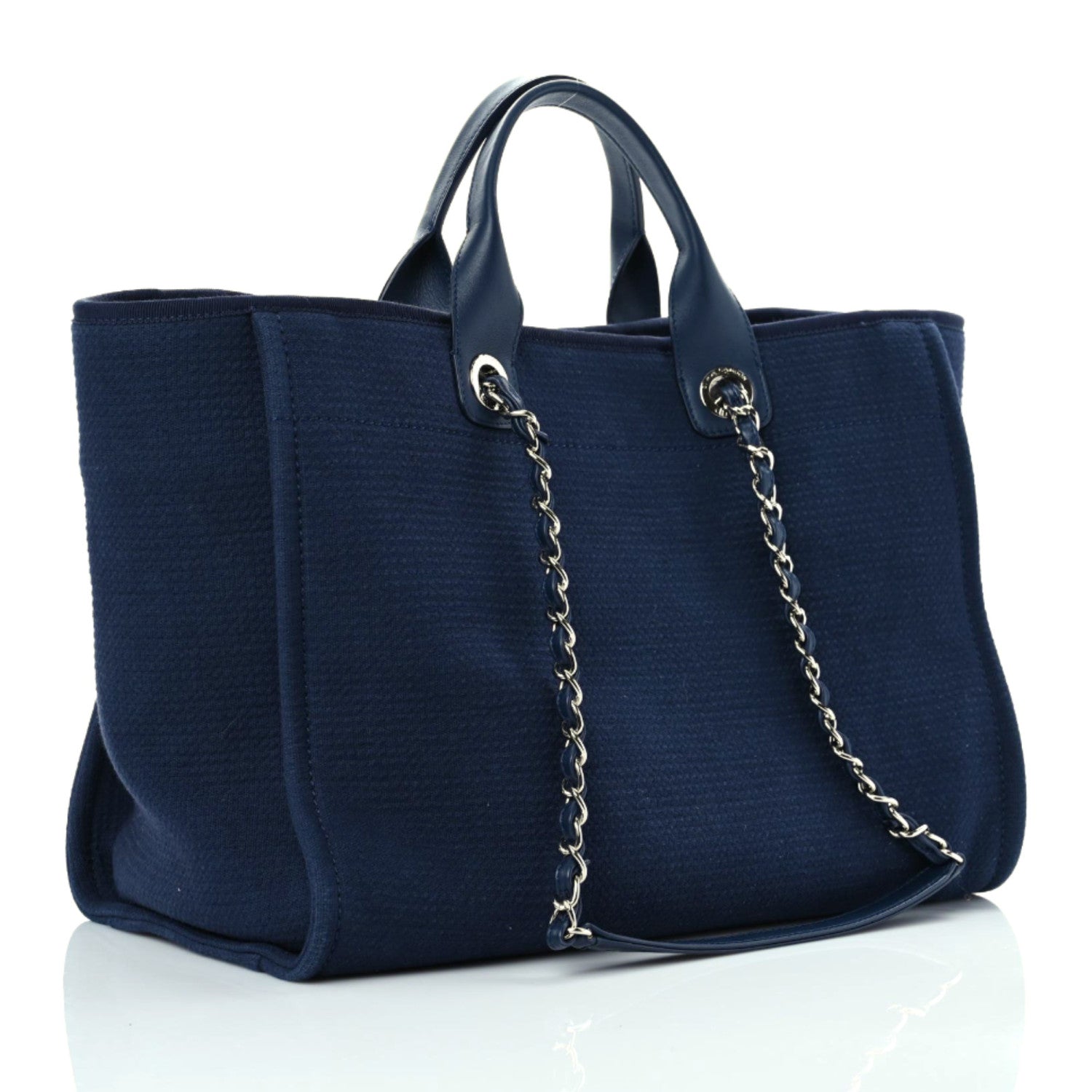 Chanel Mixed Fibers Calfskin Medium Deauville Tote Dark Blue 4 of 13