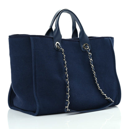 Chanel Mixed Fibers Calfskin Medium Deauville Tote Dark Blue 4 of 13