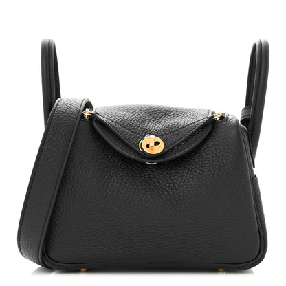 Hermes Taurillon Clemence Mini Lindy 20 Black 1 of 11