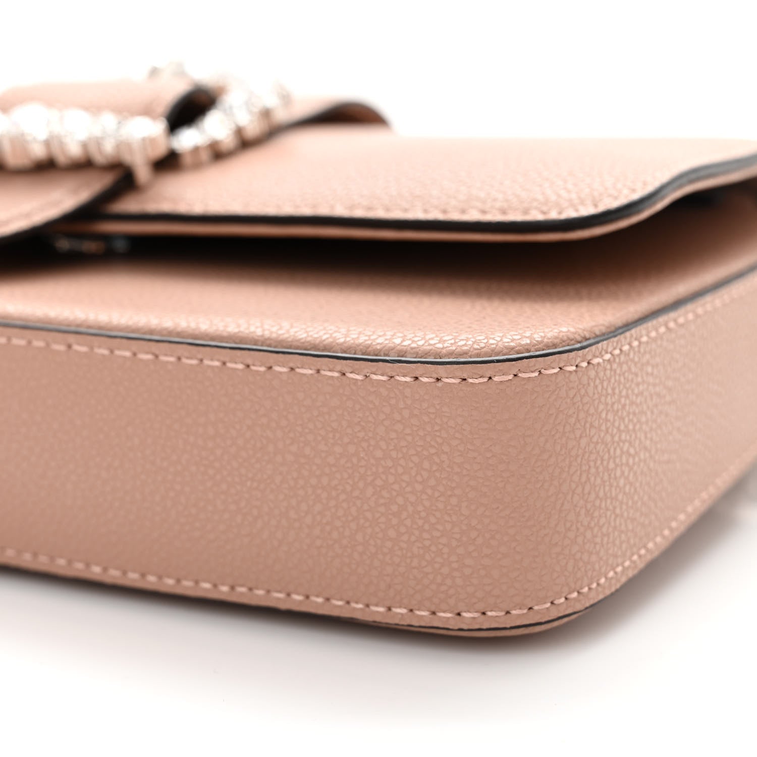 Jimmy Choo Grainy Calfskin Crystal Cheri Wallet On Chain Bag Powder Pink 10 of 13